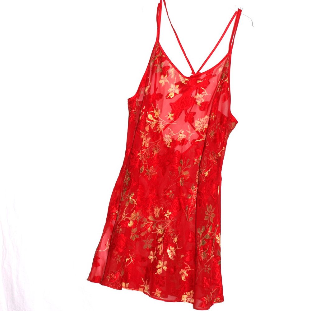 CALIFORNIA DYNASTY RED FLORAL INTIMATES SIZE LARGE - Picture 3 of 5